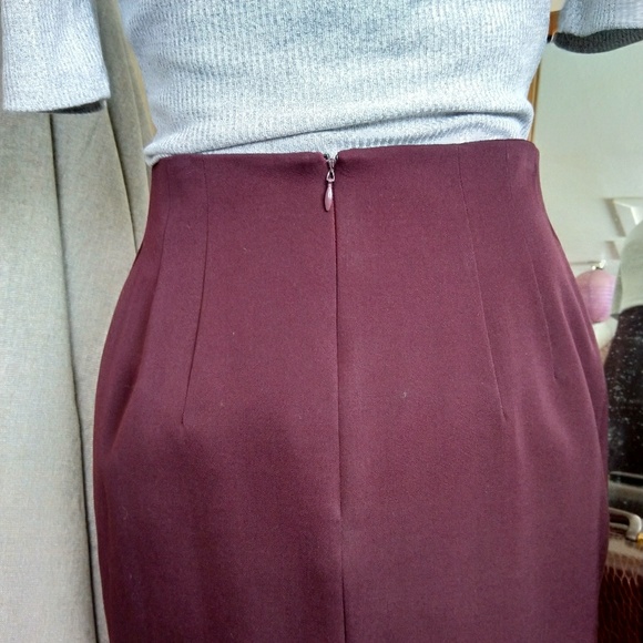 Vintage Plum Pencil Skirt Wool Ellen Tracy 8p - Picture 5 of 7